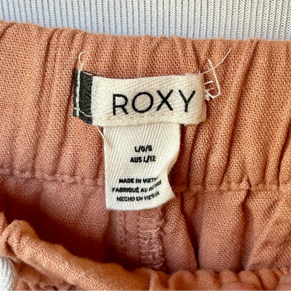 Roxy On the Seashore coral linen blend pull on pants sz L - Picture 4 of 7